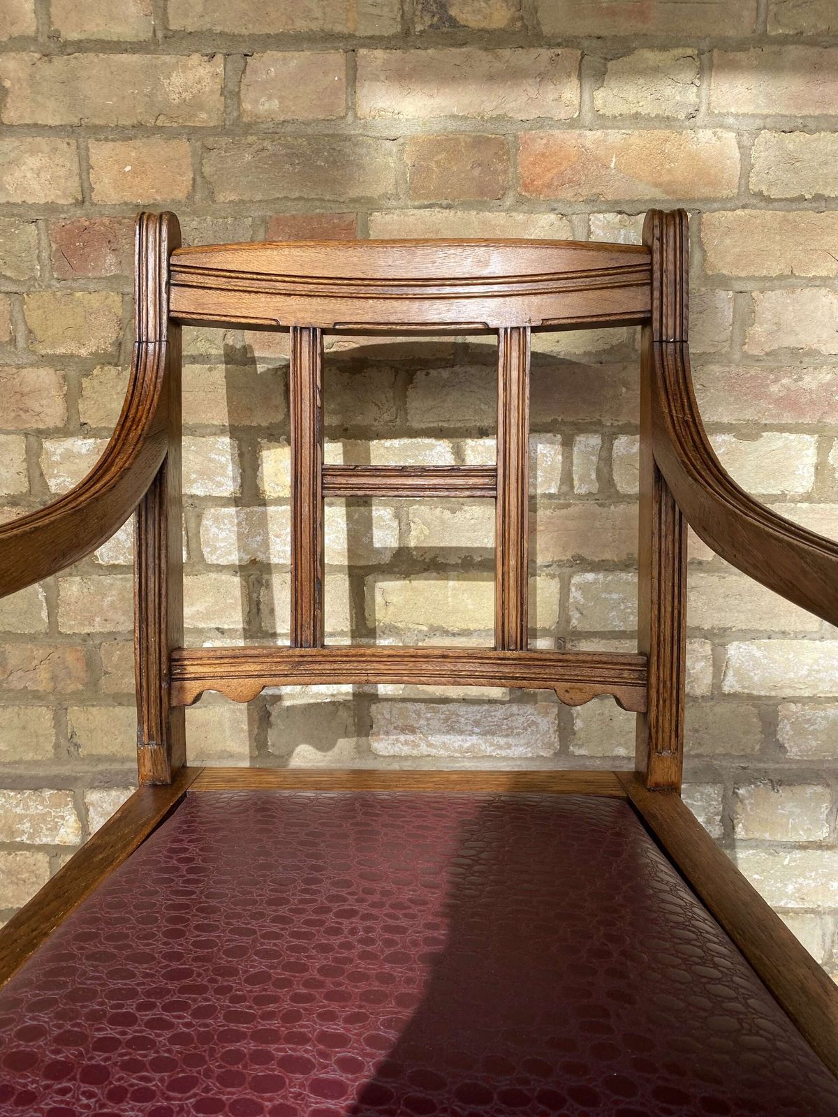 An Aesthetic Movement Oak Armchair Circa 1890 photo vintage