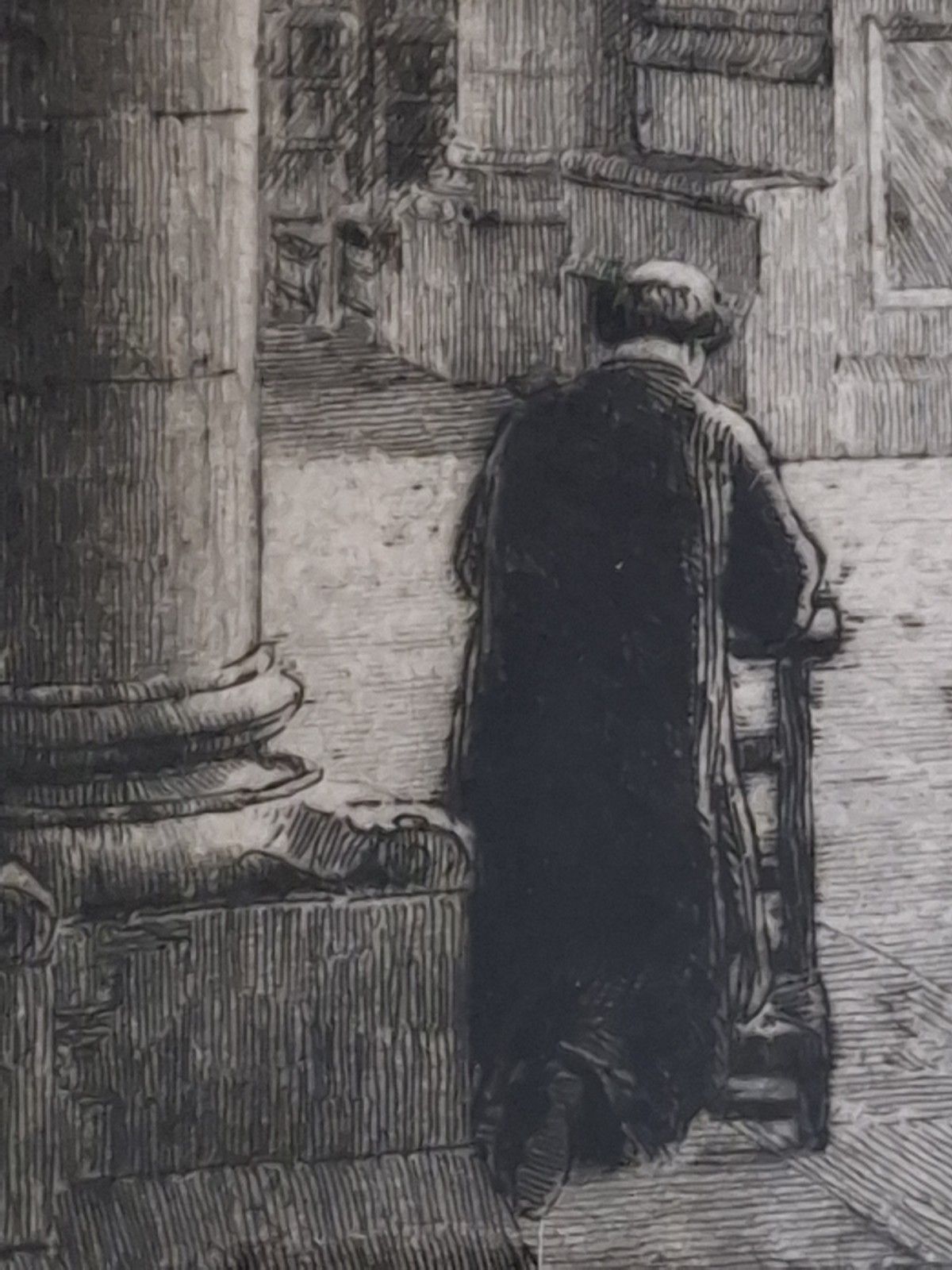 Antique Large  Axel Haig Etching Church Eglise Sainte Madeleine Troyes France photo for sale