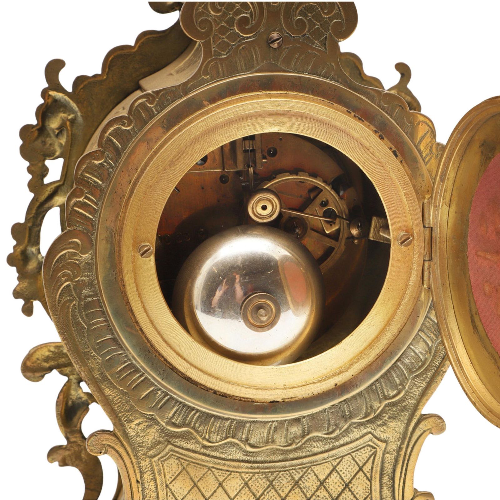 Rococo Brass Mantel Clock Antique French Late 19th C, Enamel Dial Signed Bardino photo furniture