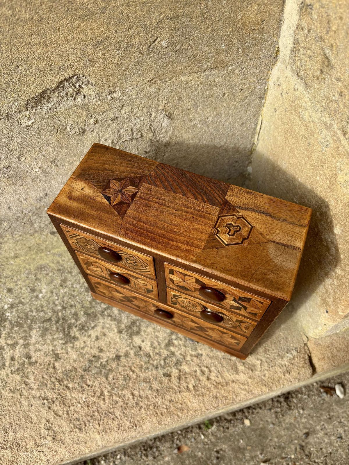 Japanese Miniature Marquetry Chest photo Furniture