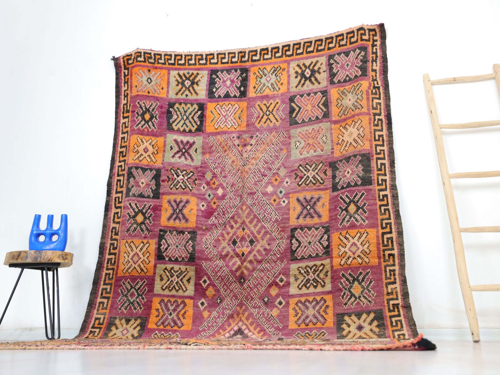 Bahsis Vintage Moroccan Rug 5'9" X 9'2" photo for sale