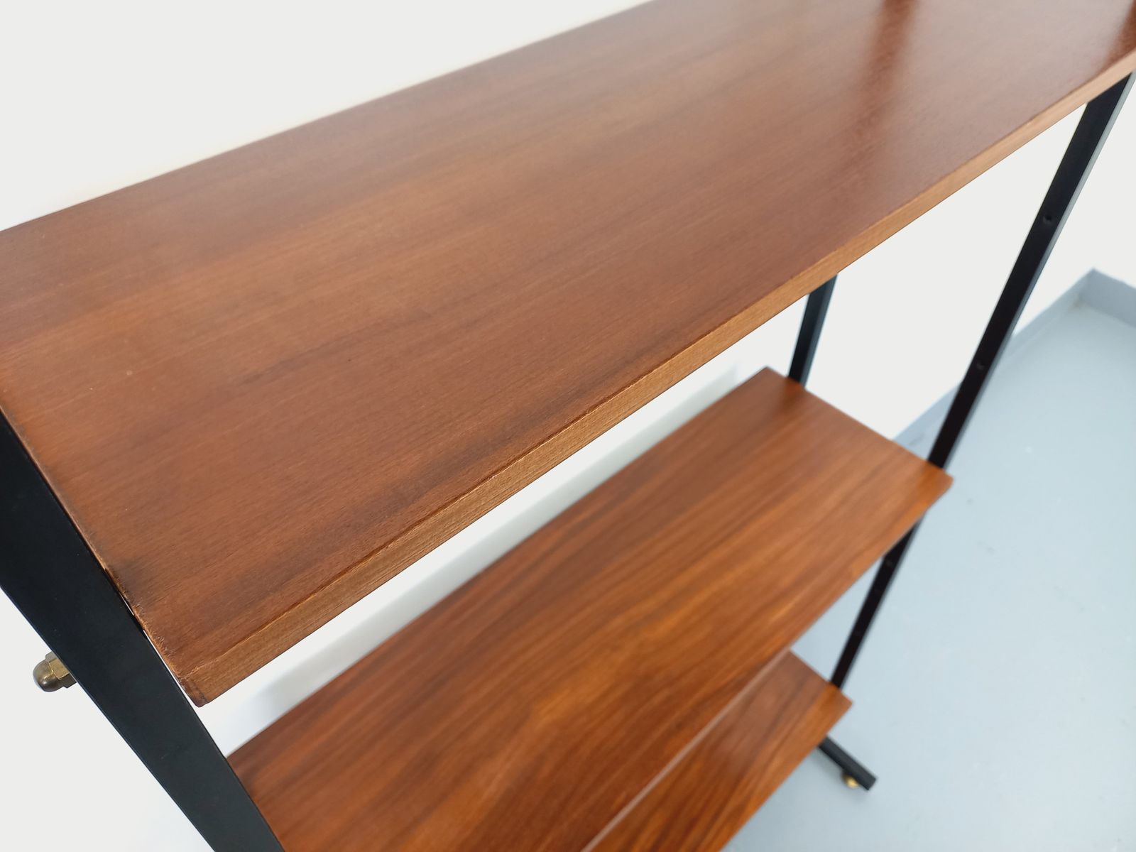 Simple Italian Bookcase In Teak And Metal photo vinterior