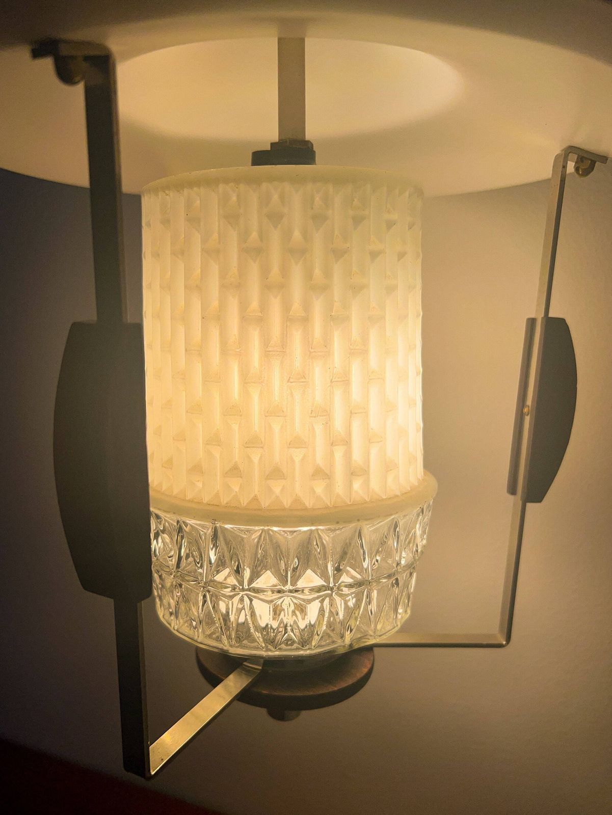 Vintage Pendant Lamp   Wood, (Milk) Glass, Metal   Scandinavian Design   Mid Century   50/60s photo vinterior