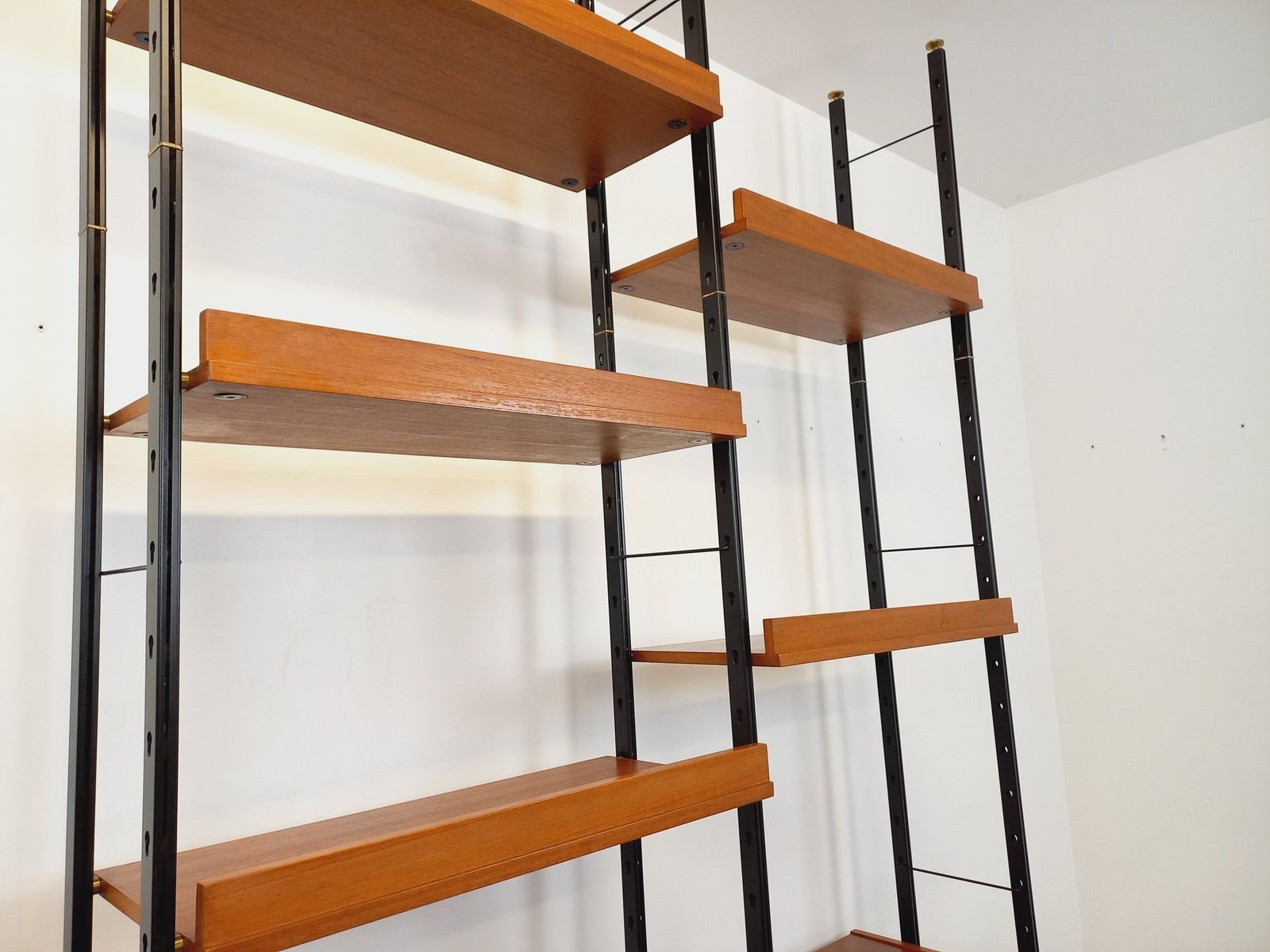 Barovero Torino Italian Double Modular Bookcase In Teak And Metal photo Furniture
