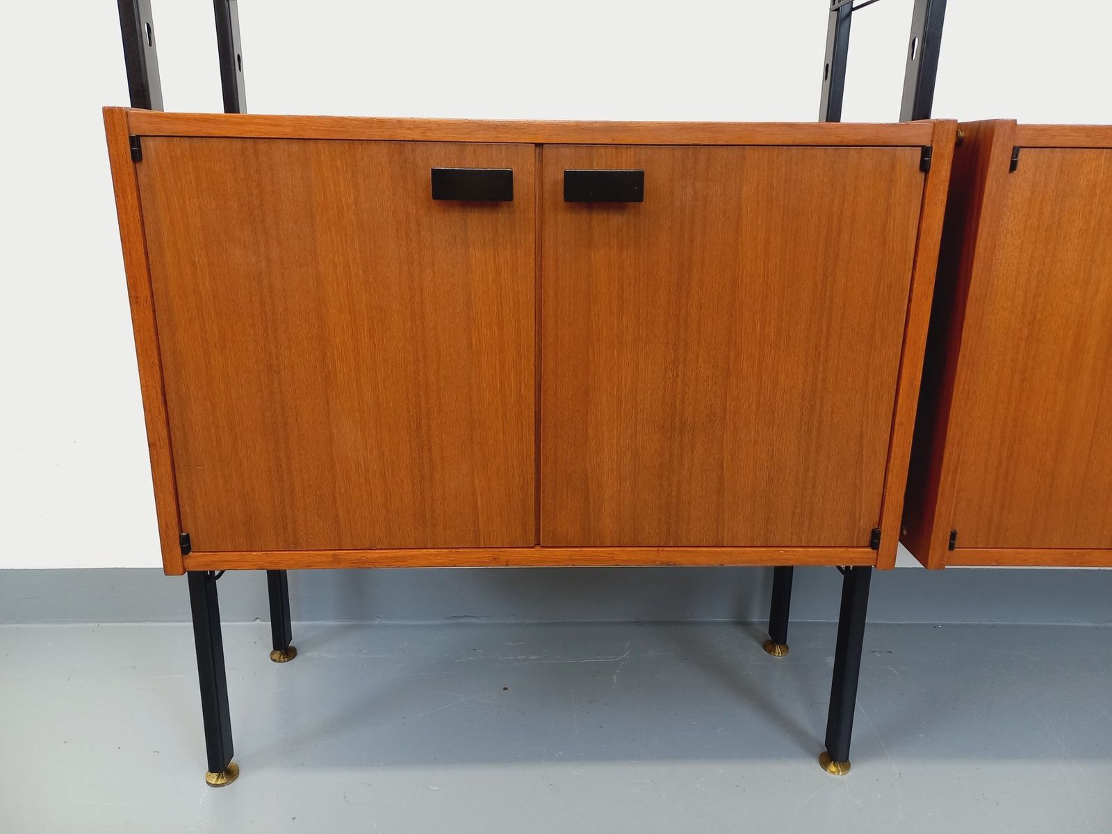 photo vintage Barovero Torino Italian Double Modular Bookcase In Teak And Metal