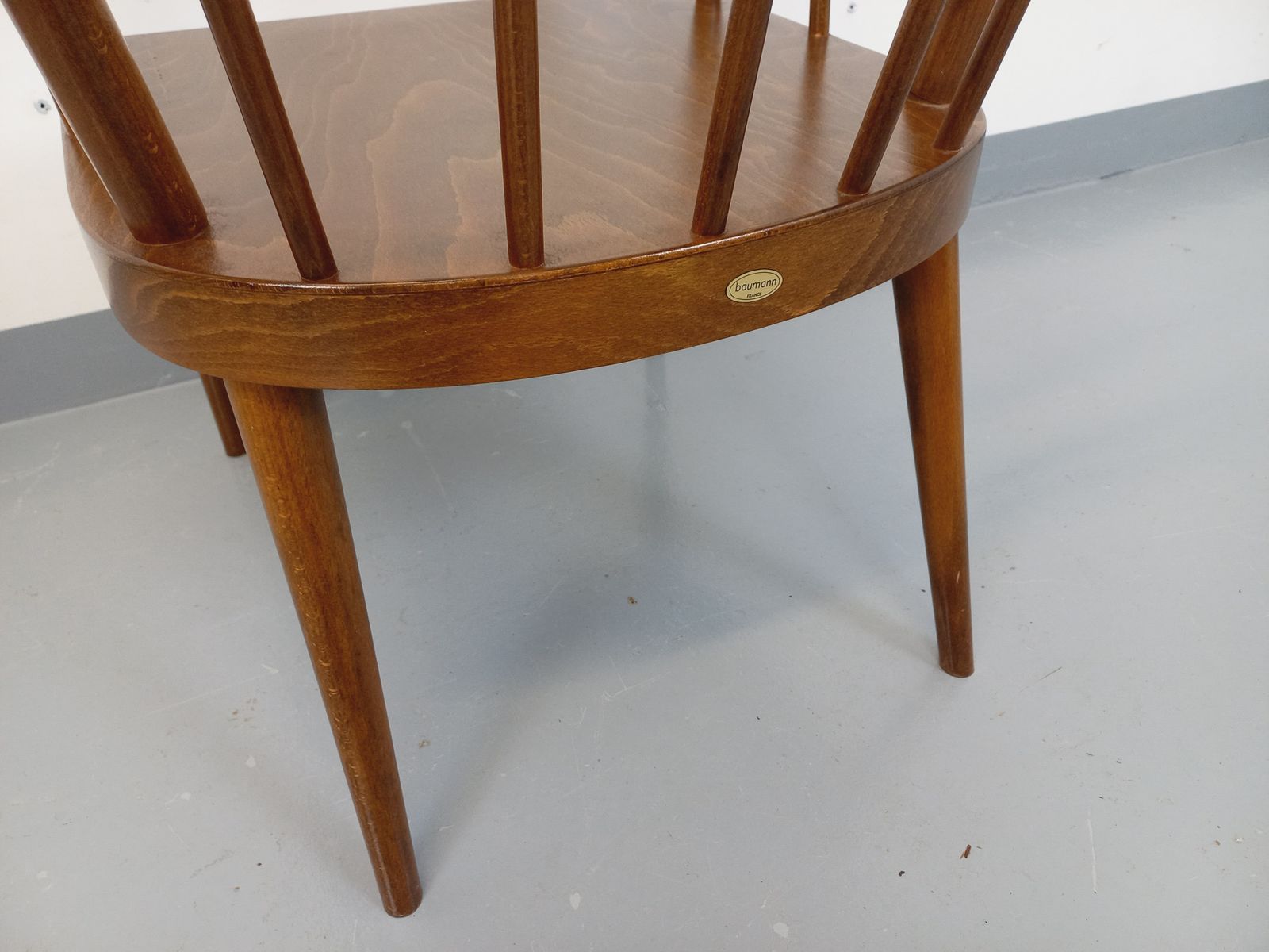 Baumann Wooden Fan Armchair, 1960s photo vintage
