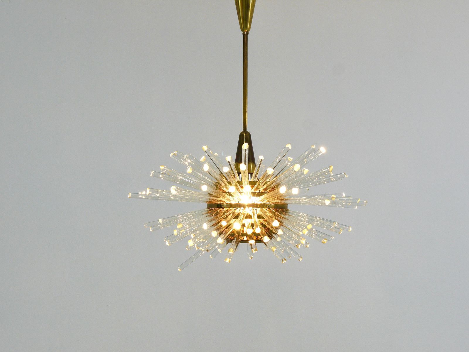 Bakalowits Miracle Sputnik Brass Chandelier With Crystal Glass Rods, 1960s photo furniture