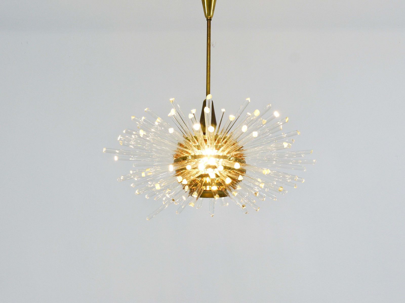 Lighting Bakalowits Miracle Sputnik Brass Chandelier With Crystal Glass Rods, 1960s photo