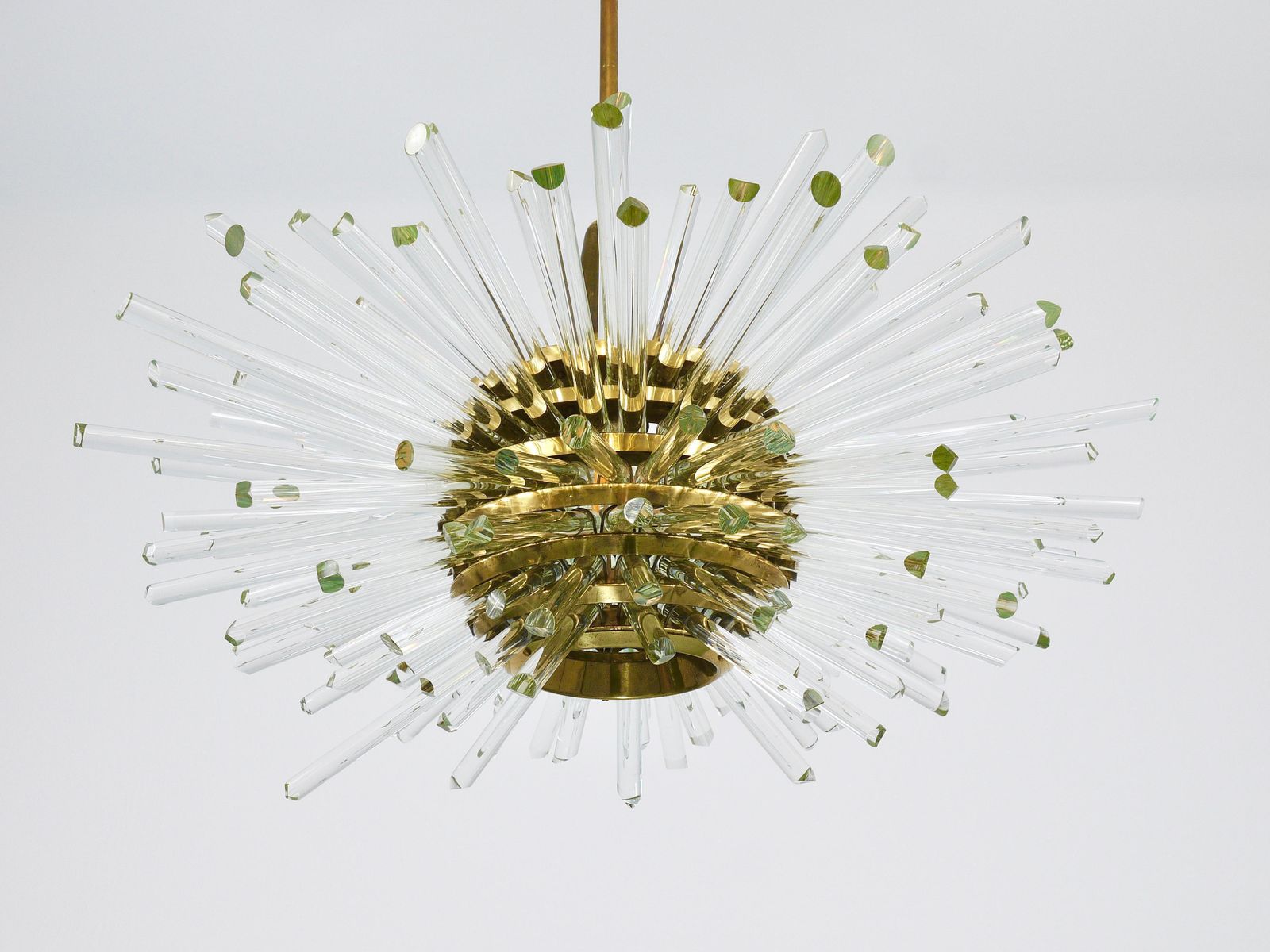 12865.0 Bakalowits Miracle Sputnik Brass Chandelier With Crystal Glass Rods, 1960s photo