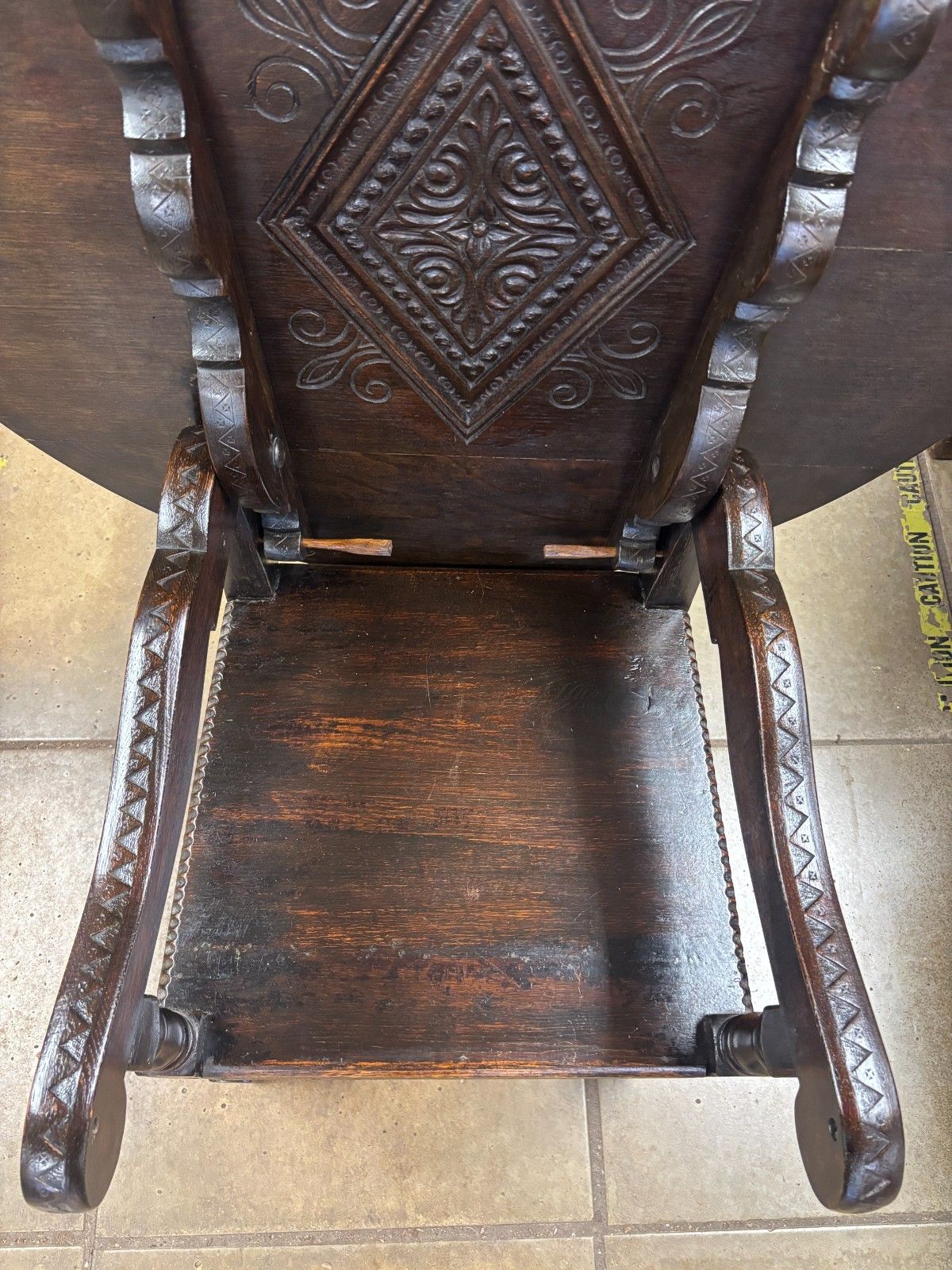 Antique Carved Oak Monks Chair/ Seat Metamorphic Chair Table photo vinterior