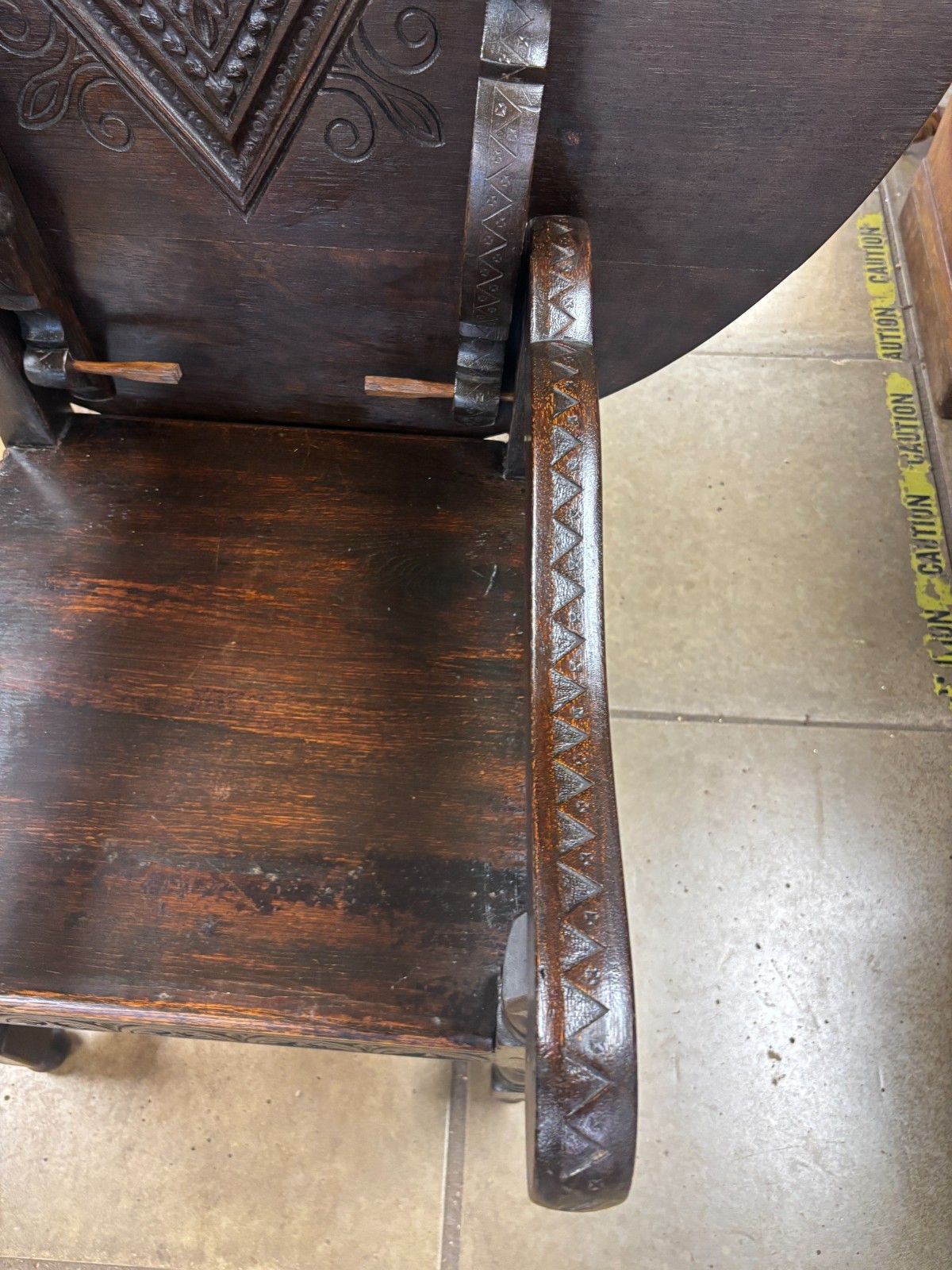 Antique Carved Oak Monks Chair/ Seat Metamorphic Chair Table photo vintage