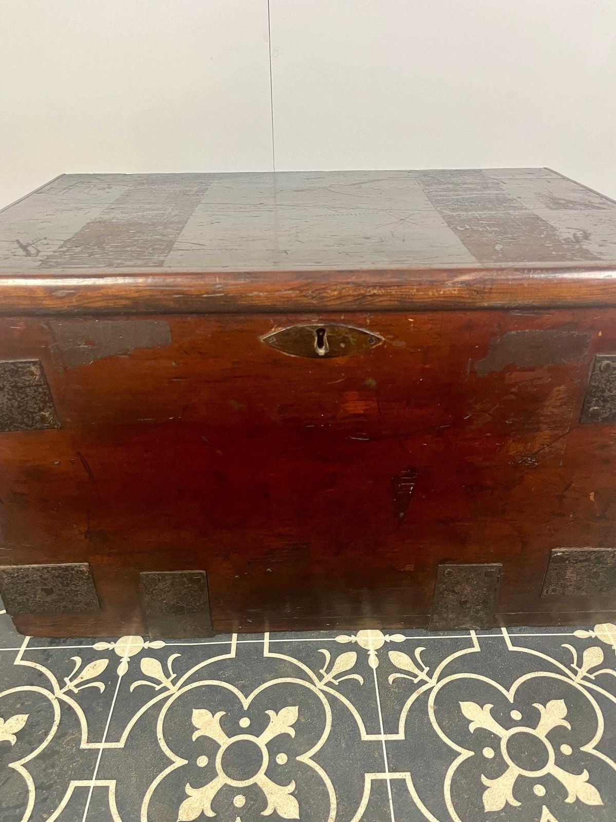 Antique 19th Century Military Naval Officer’s Sea Box, Campaign Chest In Rich Oak photo furniture