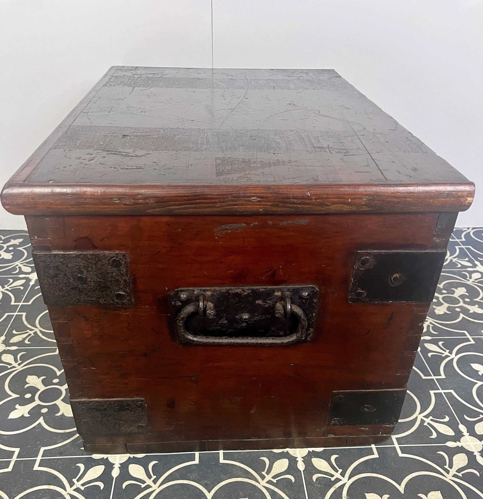Antique 19th Century Military Naval Officer’s Sea Box, Campaign Chest In Rich Oak photo Home Decor