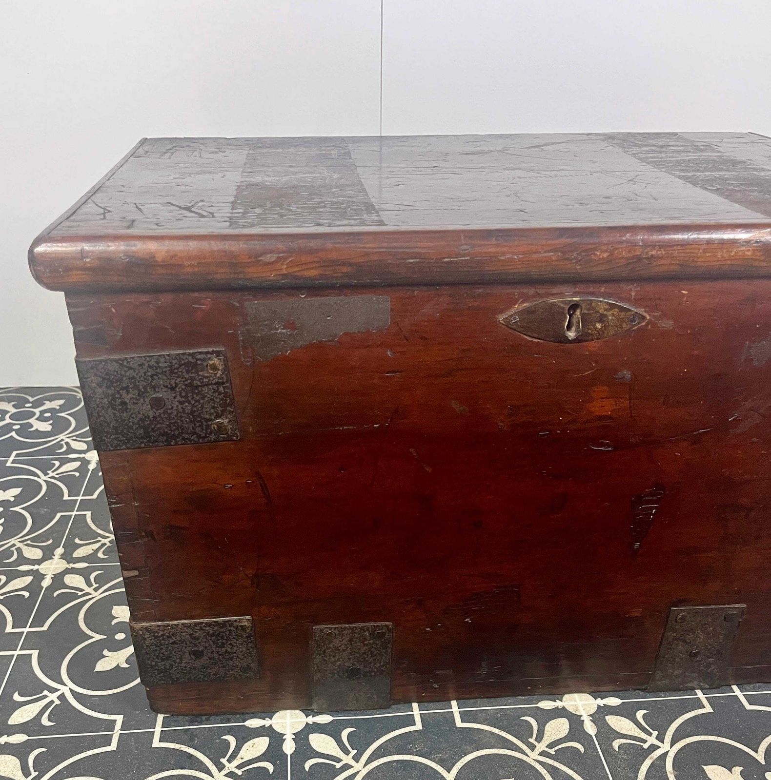 Antique 19th Century Military Naval Officer’s Sea Box, Campaign Chest In Rich Oak photo buy