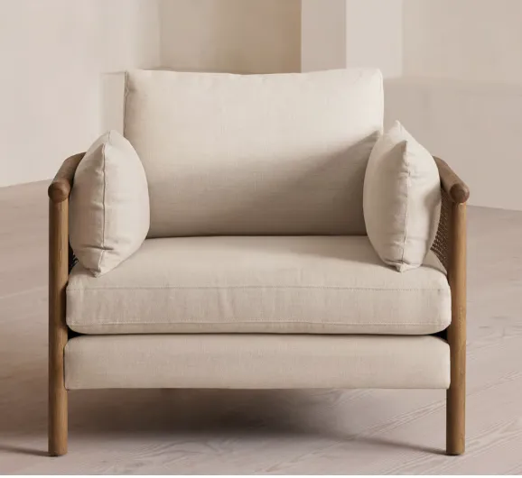 Soho Home Sydney Lounge Armchair Oak And Cane Frame photo furniture