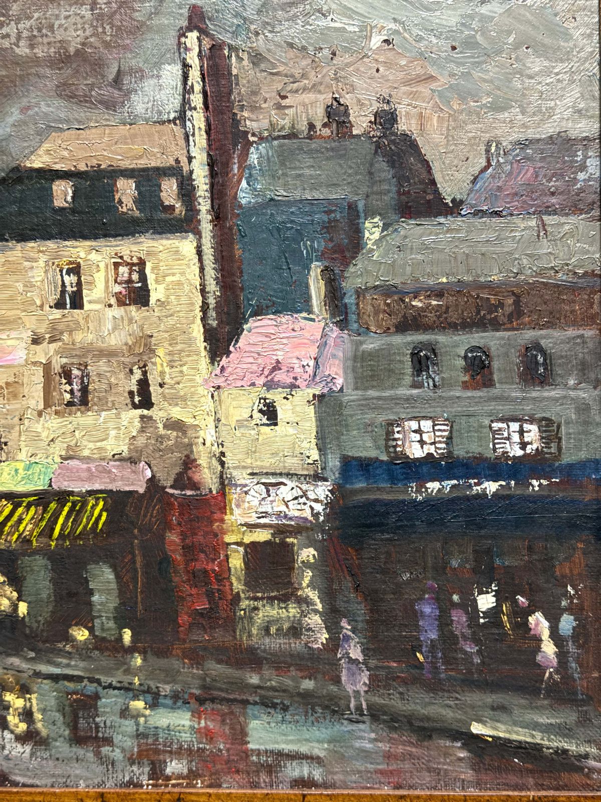 Oil Painting On Board Titled ‘ Stormy Night ‘ photo vintage