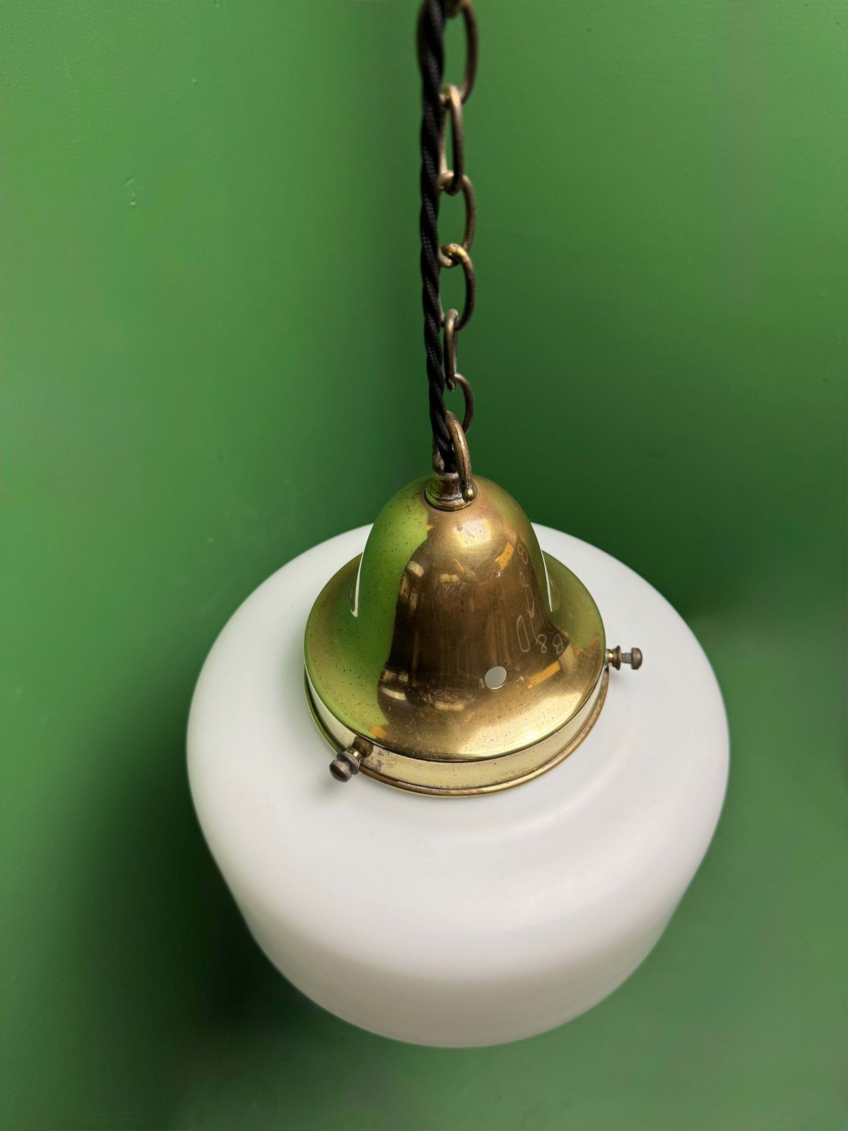 photo furniture 1930s Opaline Pendant Lights With Original Diffusers