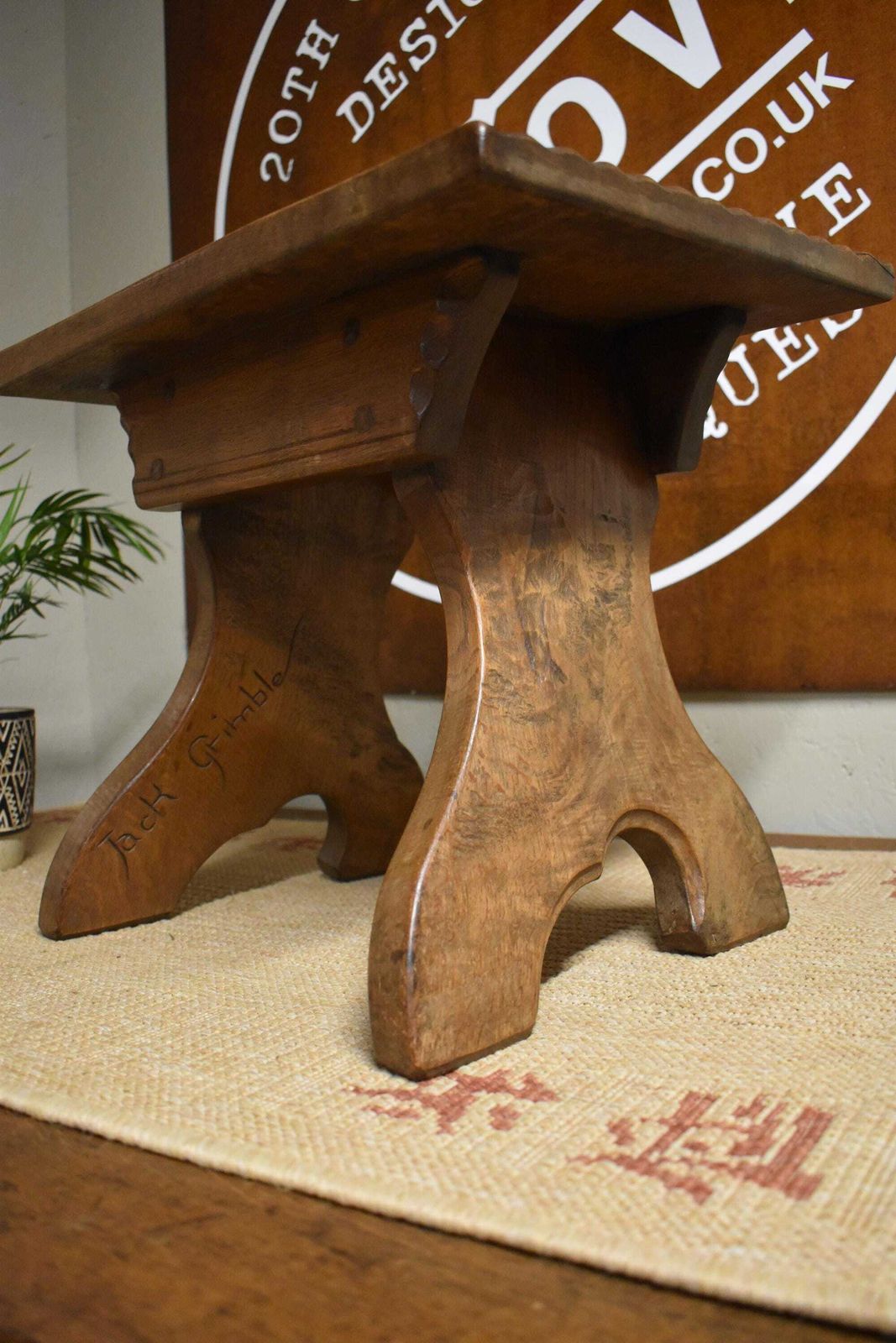 Vintage Arts & Crafts Elm Stool   Side Table By Jack Grimble photo furniture