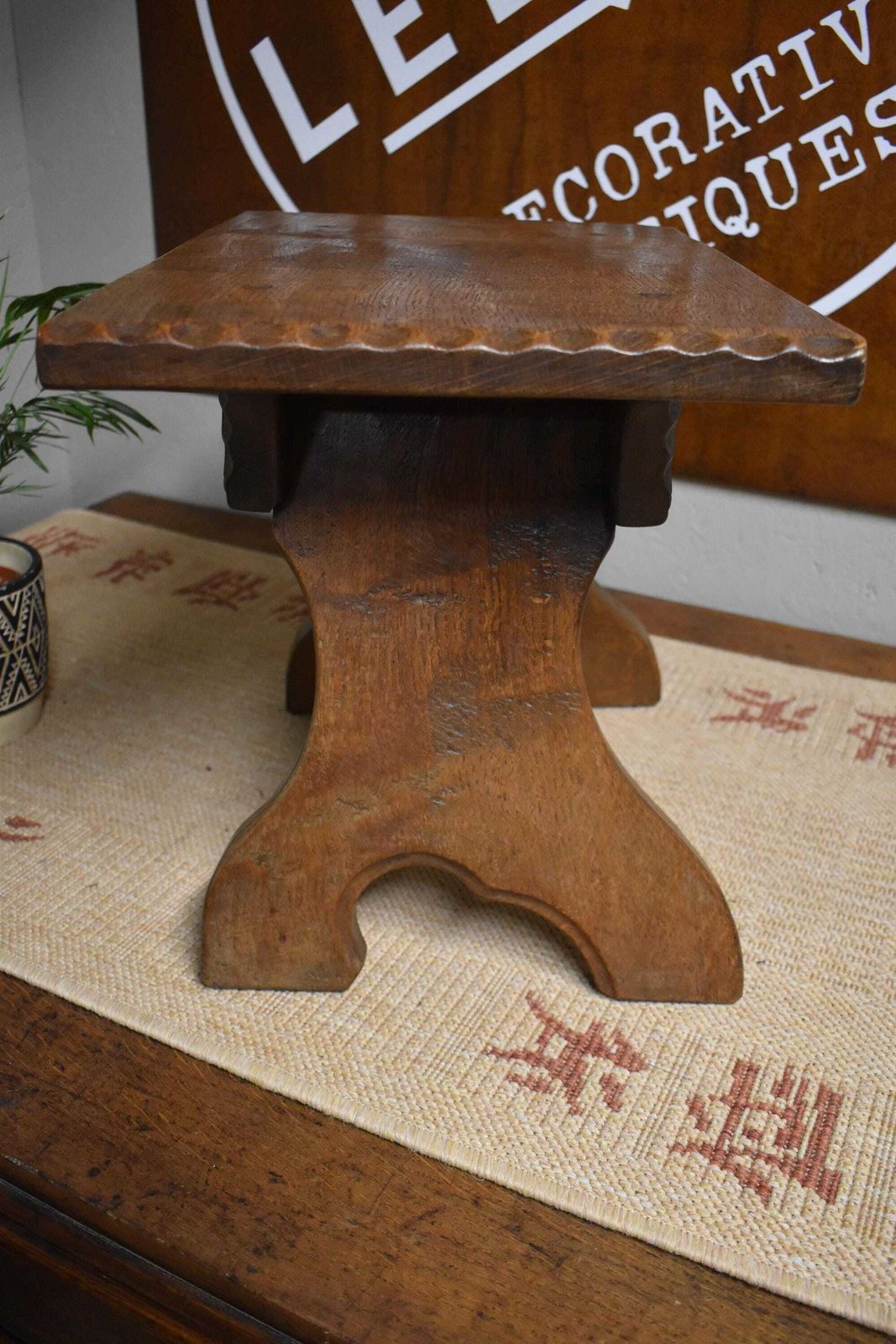 photo furniture Vintage Arts & Crafts Elm Stool   Side Table By Jack Grimble