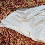Gold And Terracotta Damask Tape Top Second Hand Curtains With Fringing W447 D236 photo Textiles