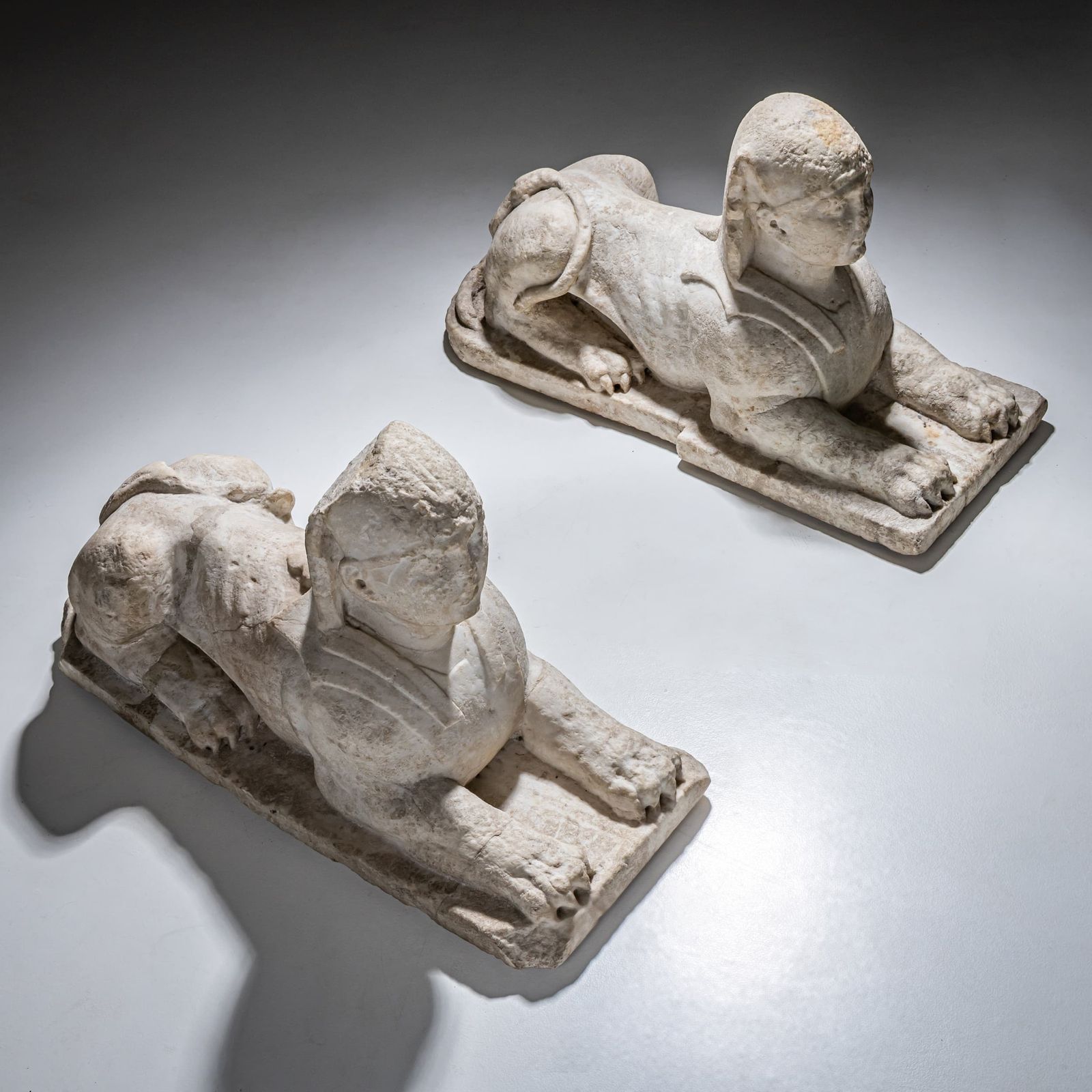Art Pair Of Marble Sphinxes, Italy, 17th Century photo