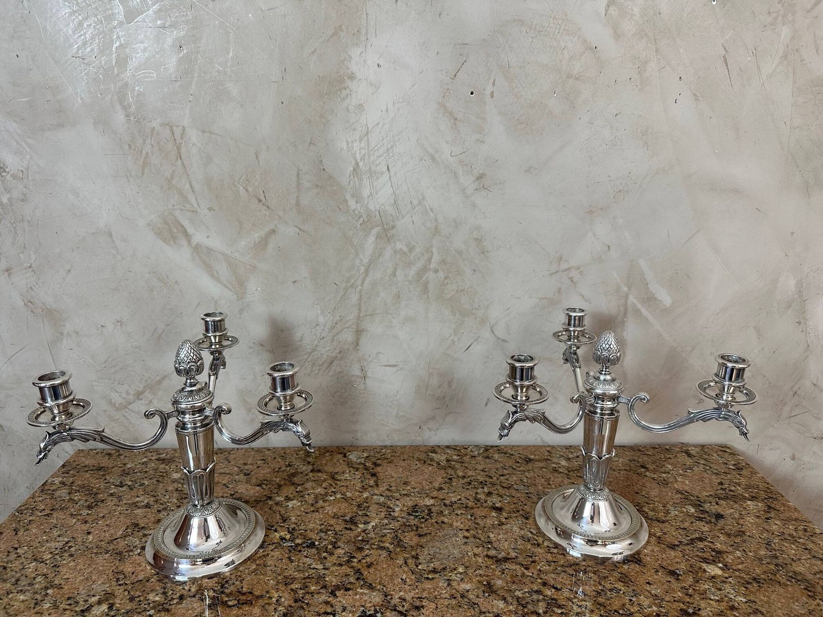 Pair Of Silver Plated Candlesticks photo vintage