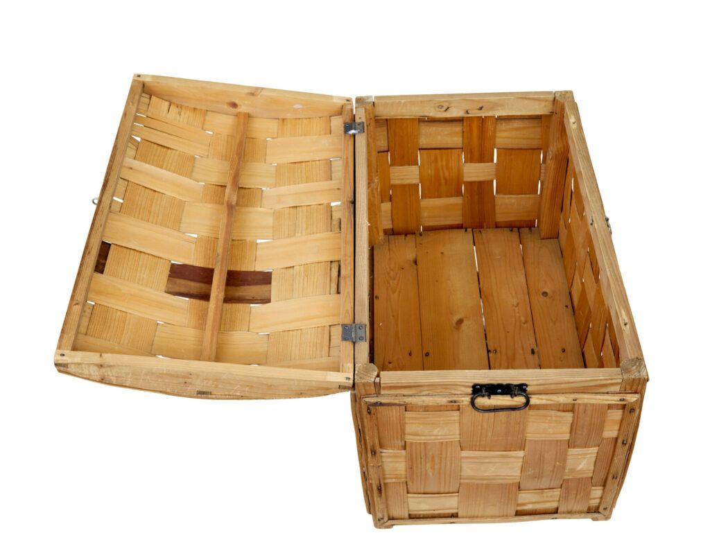19th Century Swedish Woven Pine Dome Top Trunk photo for sale
