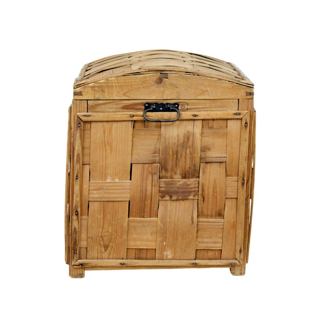 19th Century Swedish Woven Pine Dome Top Trunk photo buy
