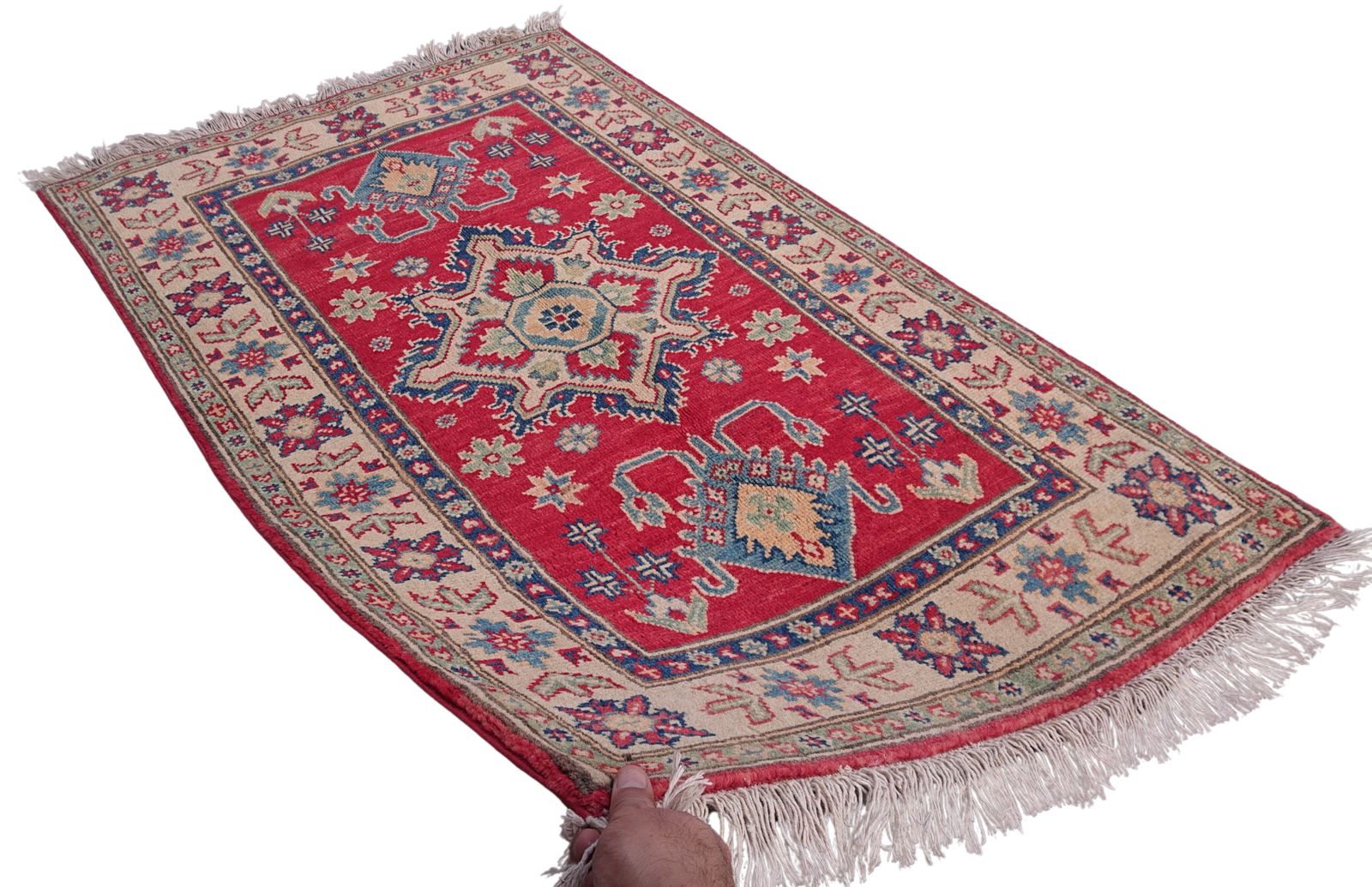 Handmade Afghan Kazak Traditional Bohemian Rug photo for sale