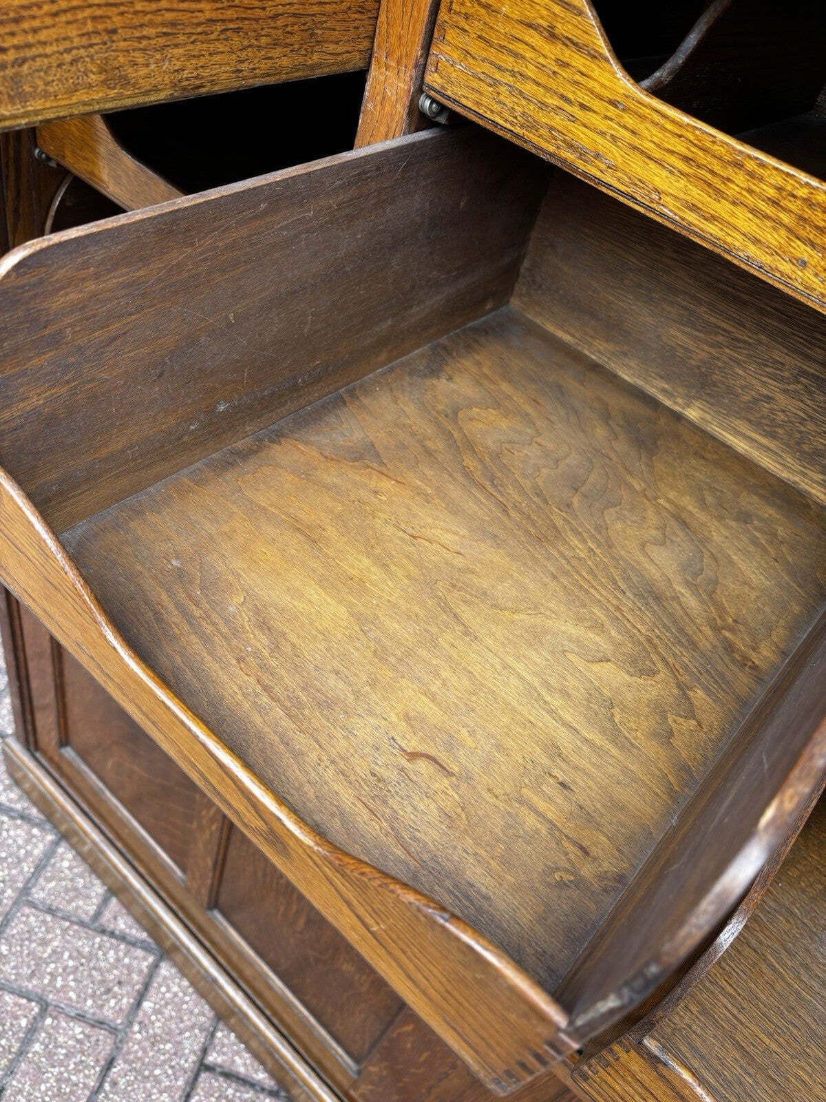 photo for sale Edwardian Oak Haberdashery Cabinet With 32 Pull Out Drawers. Cupboards Below.