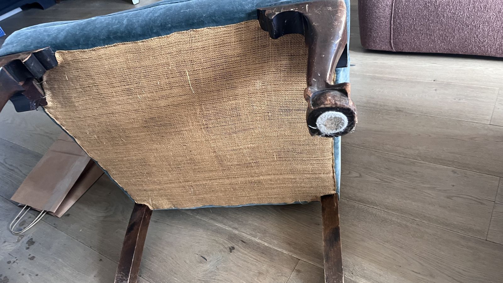Blue Velvet Wing Back Chair. Authentic Not Reproduction. photo buy
