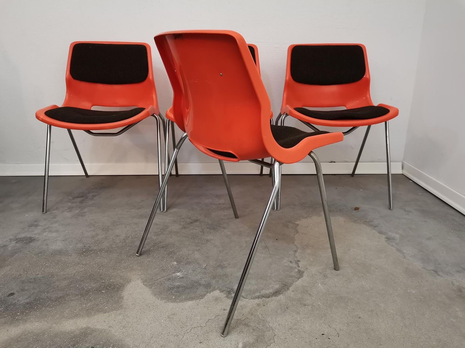 photo for sale Stuckable Orange Vintage Chairs, Meblo, 1970s, Price For Piece