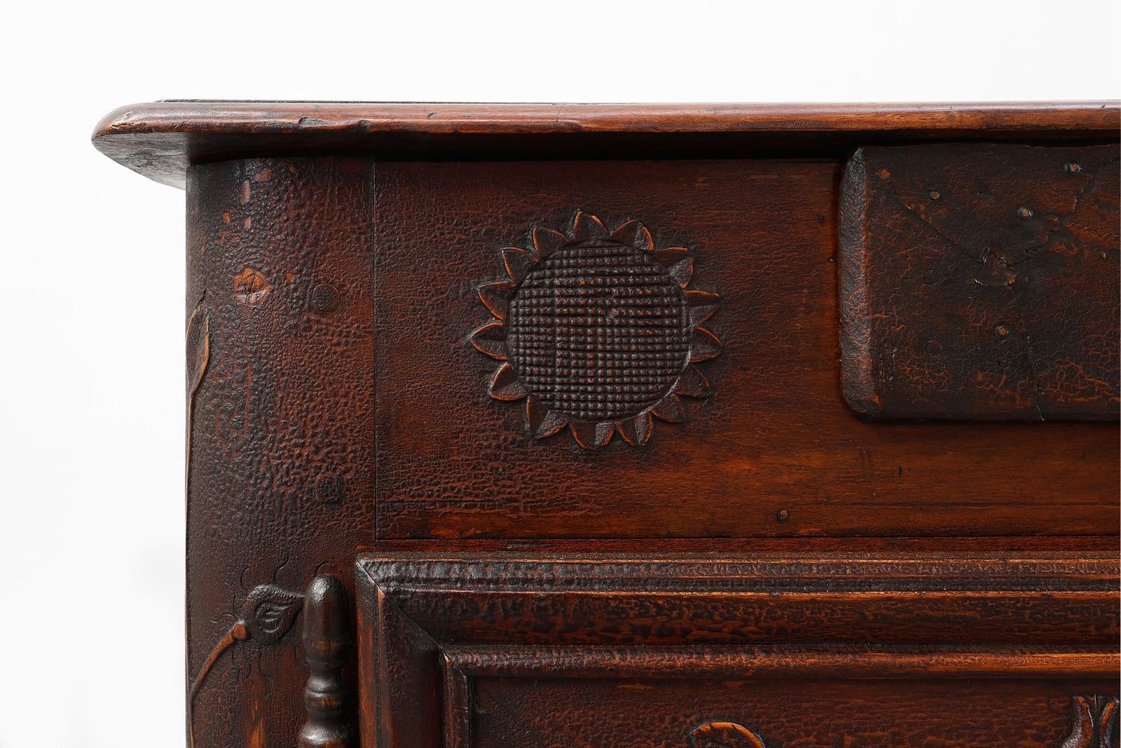 French Provincial Carved Cabinet With Great Patina, 1841 photo buy