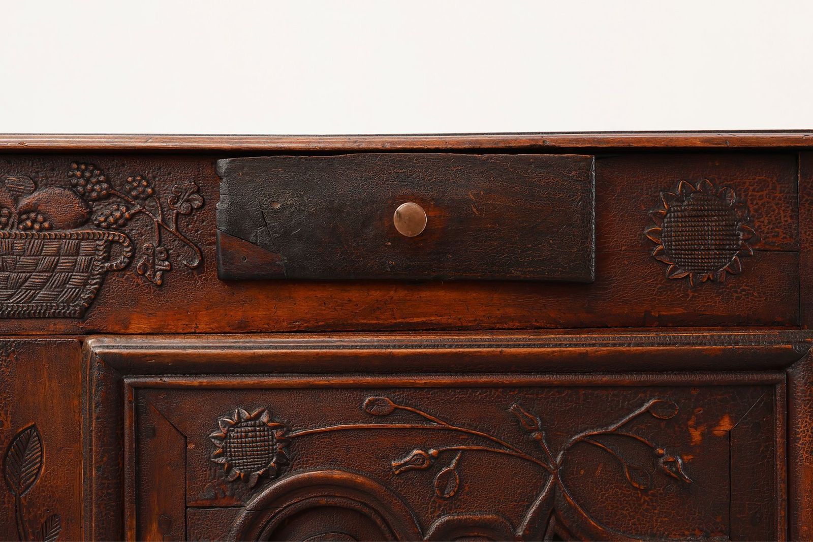 3642.0 French Provincial Carved Cabinet With Great Patina, 1841 photo