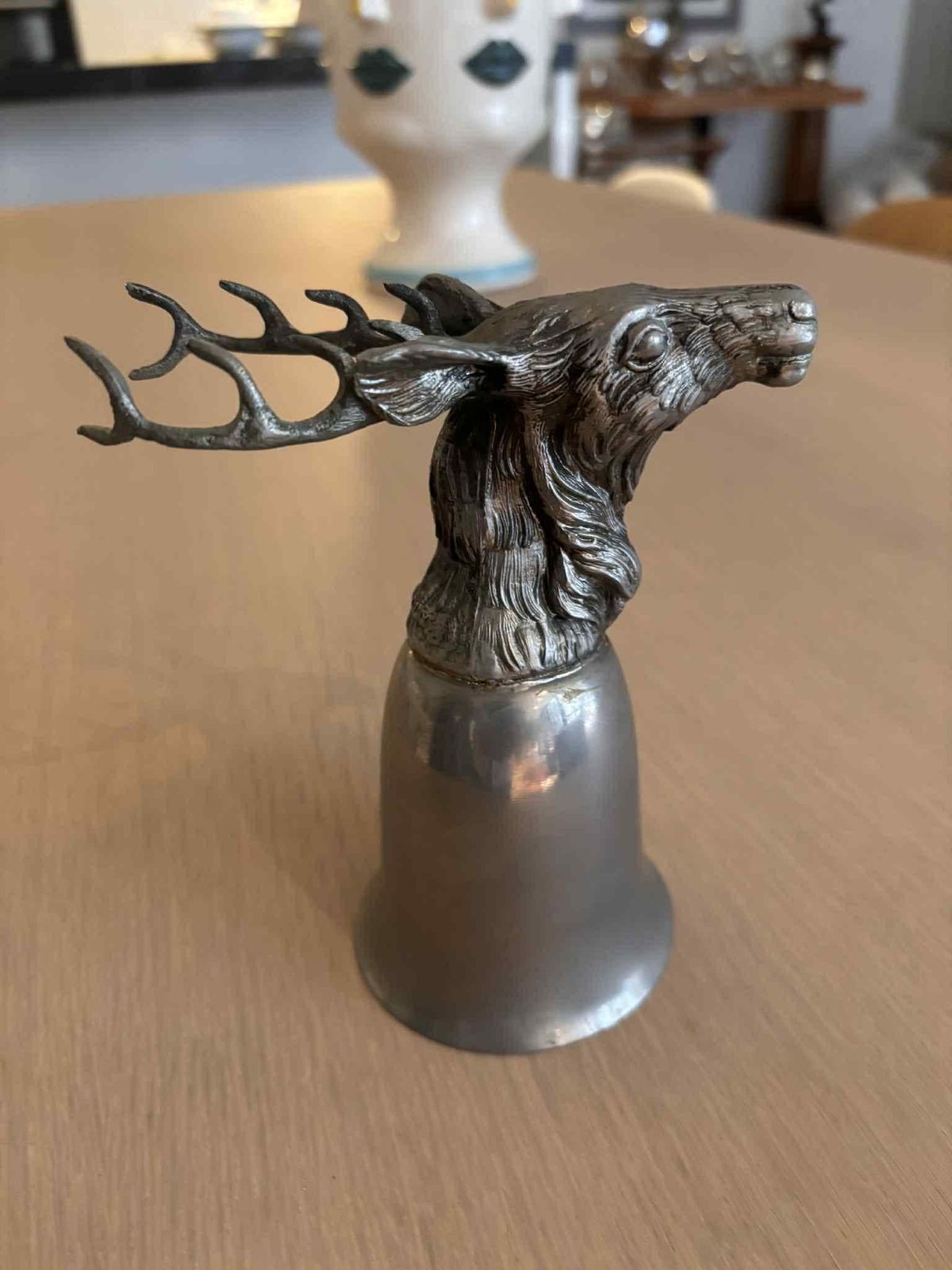 photo for sale Vintage Mauro Manetti Stag Stirrup Cup: Verzilverde Italiaanse Beker
