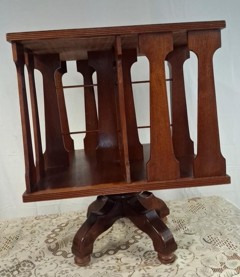 Antique Edwardian Mahogany Revolving Bookcase photo for sale