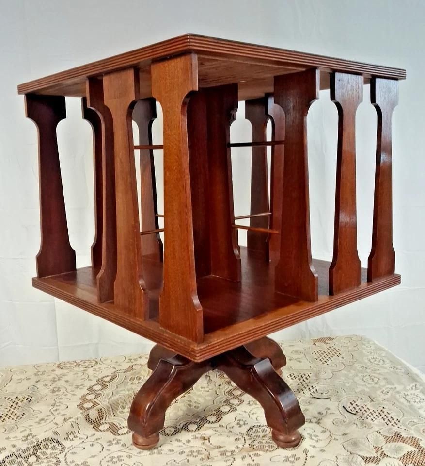 Antique Edwardian Mahogany Revolving Bookcase photo vinterior