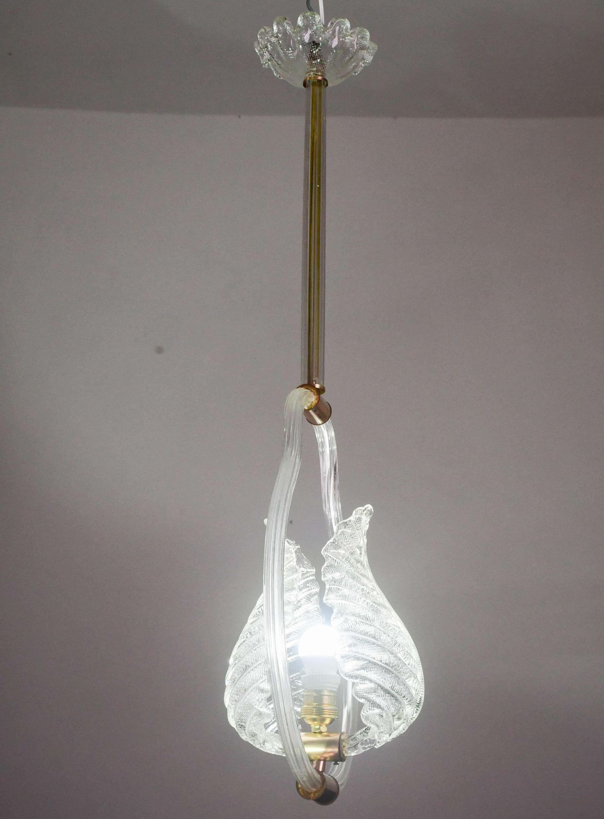 photo furniture Lovely Transparent Art Decò Barovier E Toso Pendant Light Murano Glass, 1930s