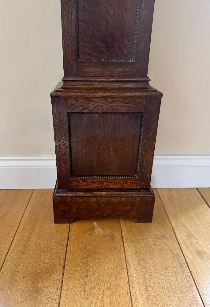 Wonderful Quality Antique Oak Eight Day Chiming Grandmother Clock photo furniture