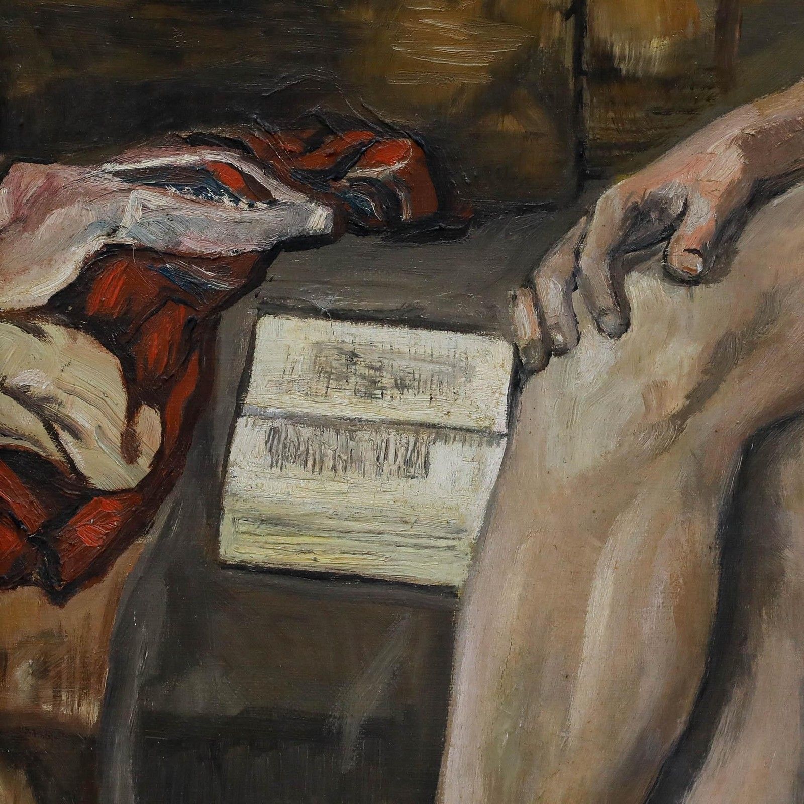 Framed 1933 Oil Female Nude Reading photo 650.0
