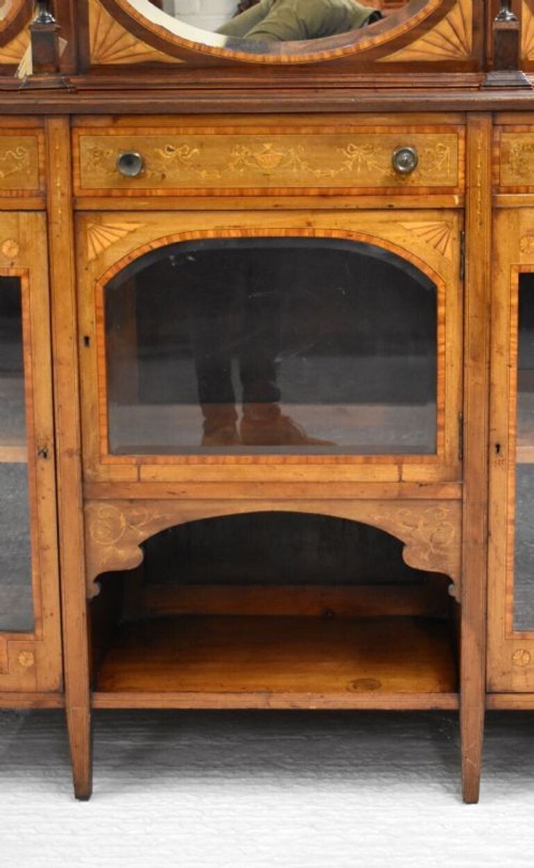 Victorian Mahogany Inlaid Sideboard photo vintage