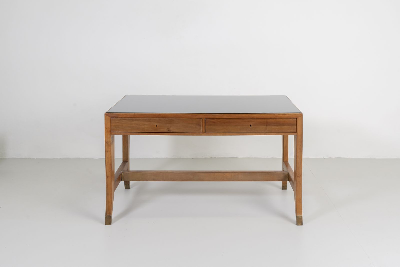 Gio Ponti Office Desk In Wood And Glass For Banca Nazionale Del Lavoro, 1950s