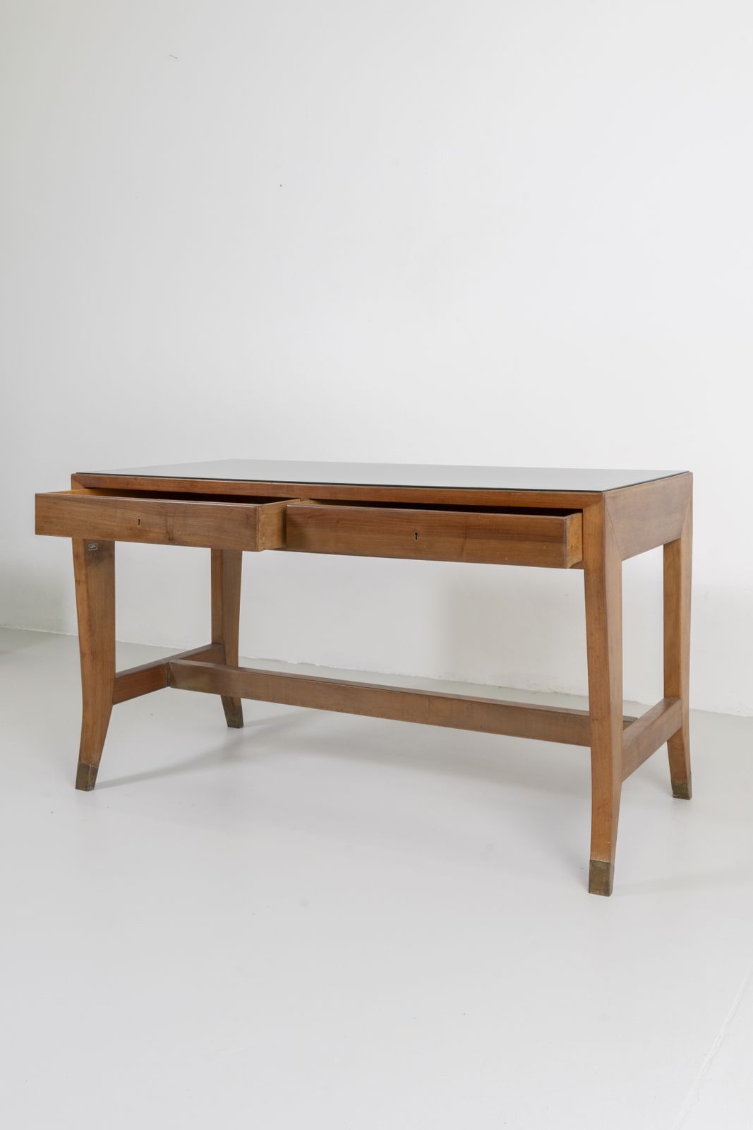 Gio Ponti Office Desk In Wood And Glass For Banca Nazionale Del Lavoro, 1950s photo furniture