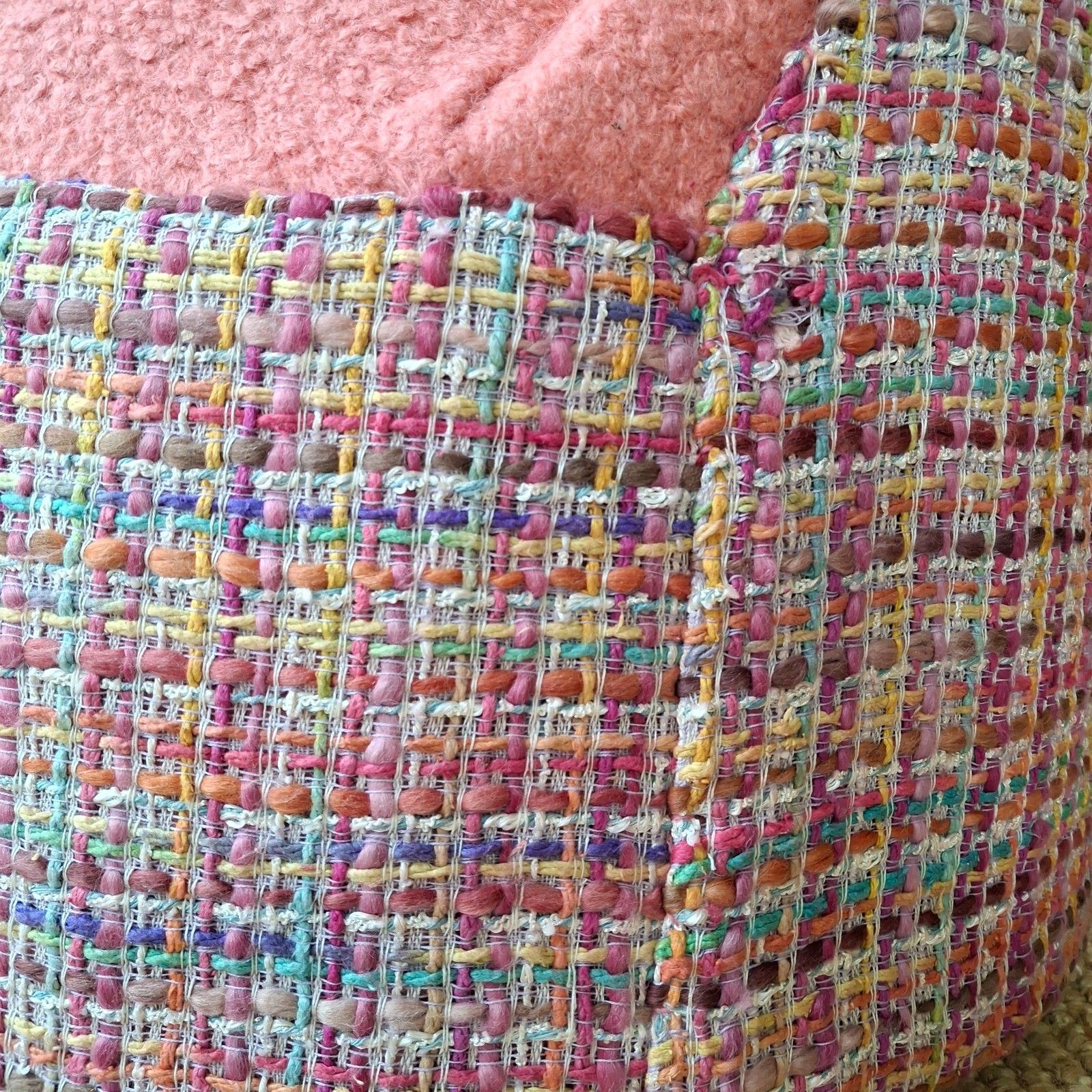 Fab Vintage Retro 70s Cocktail Bedroom Tub Chair Coral Boucle Multicolour Tweed photo buy