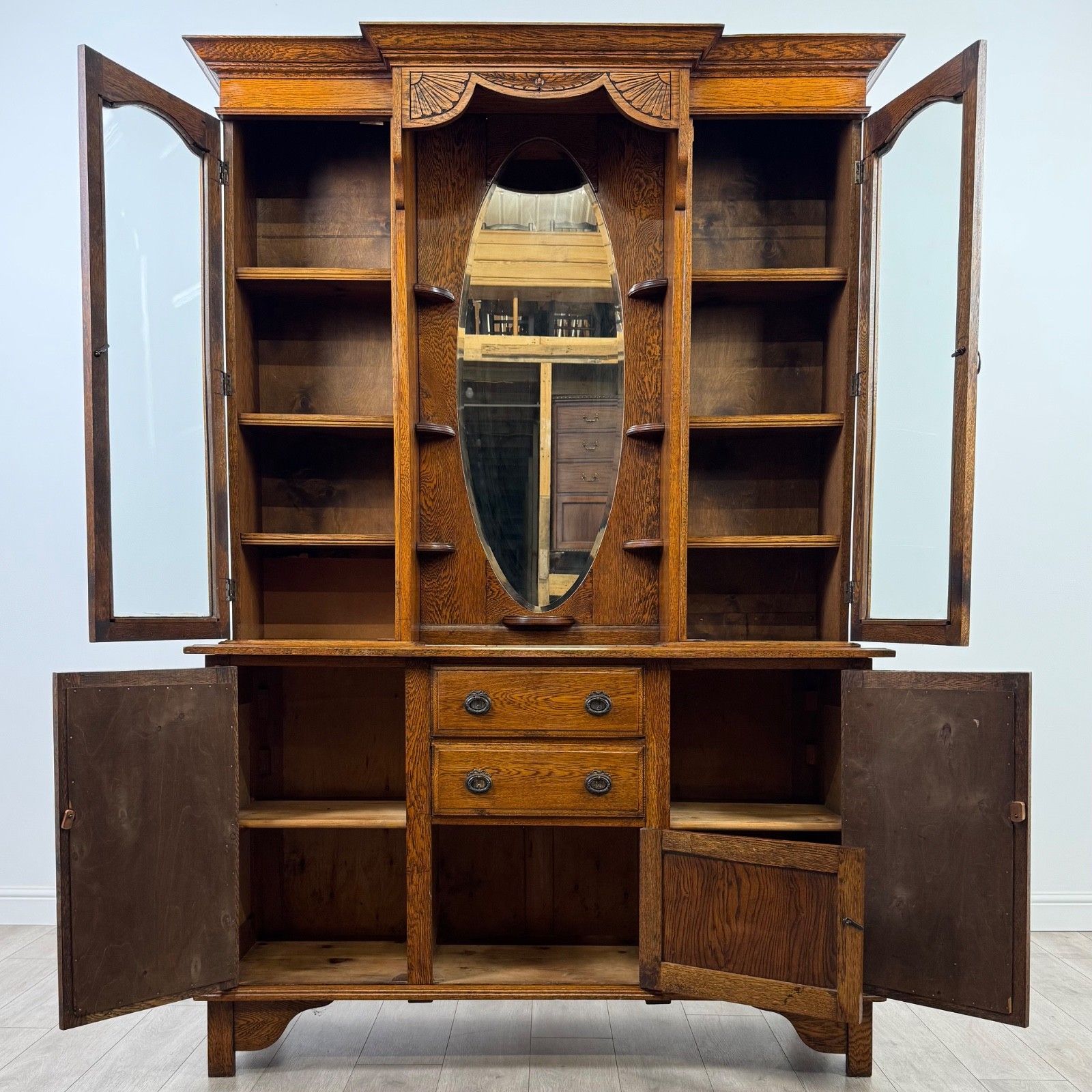 Antique 20th Century Fine Quality Art Nouveau Dresser In Oak photo for sale