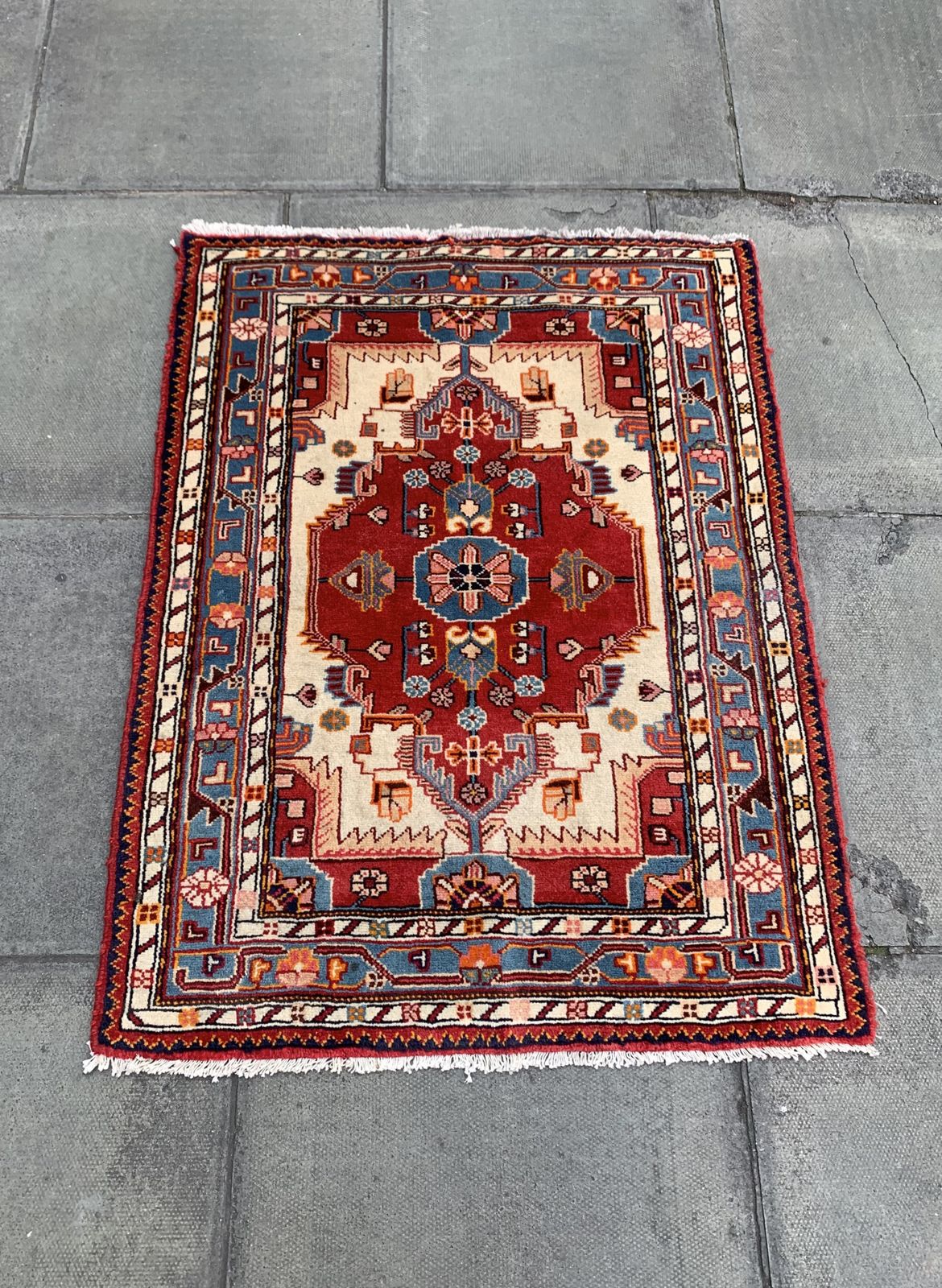 Oriental Hand Knotted Rug, 1990s, Wool Blend