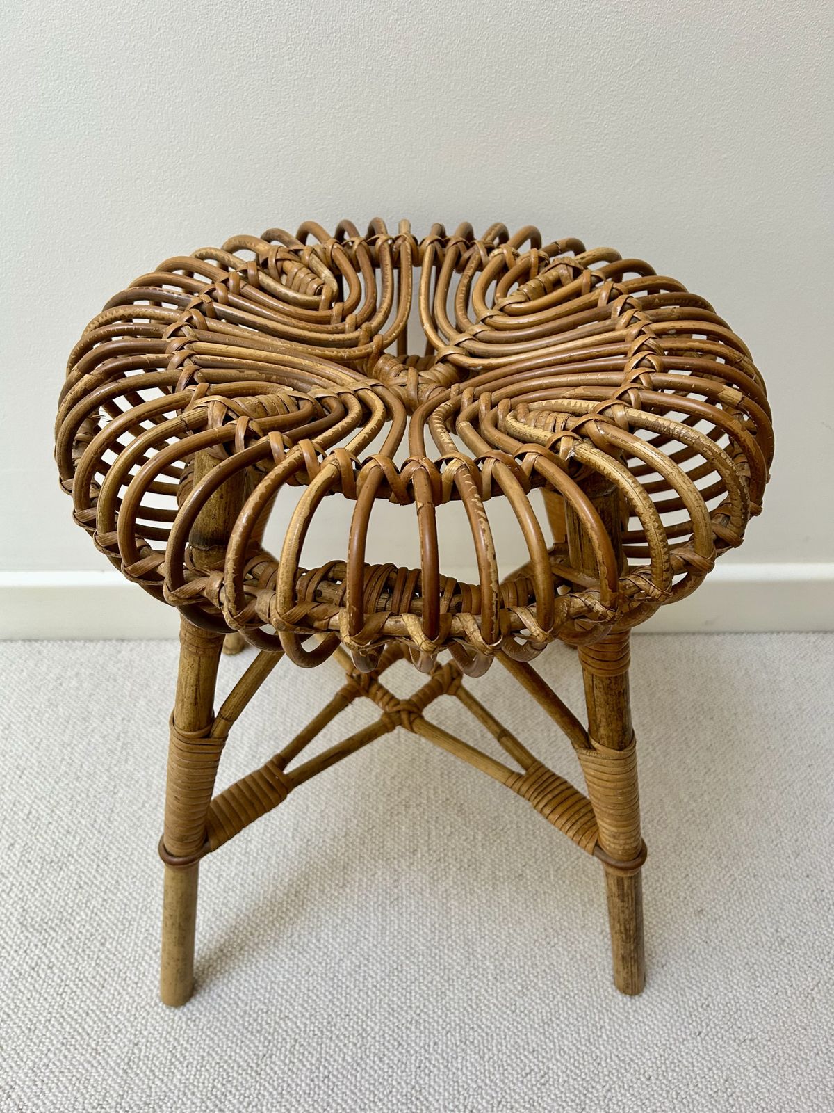 Vintage 1960's Franco Albini Cane Stool photo furniture