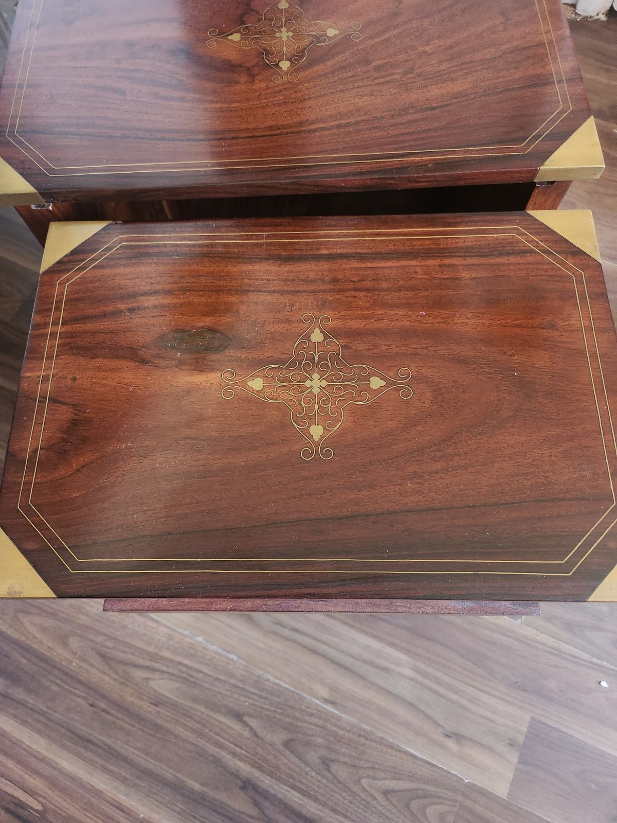 Rosewood And Brass Open Front Nest Of Tables photo Furniture