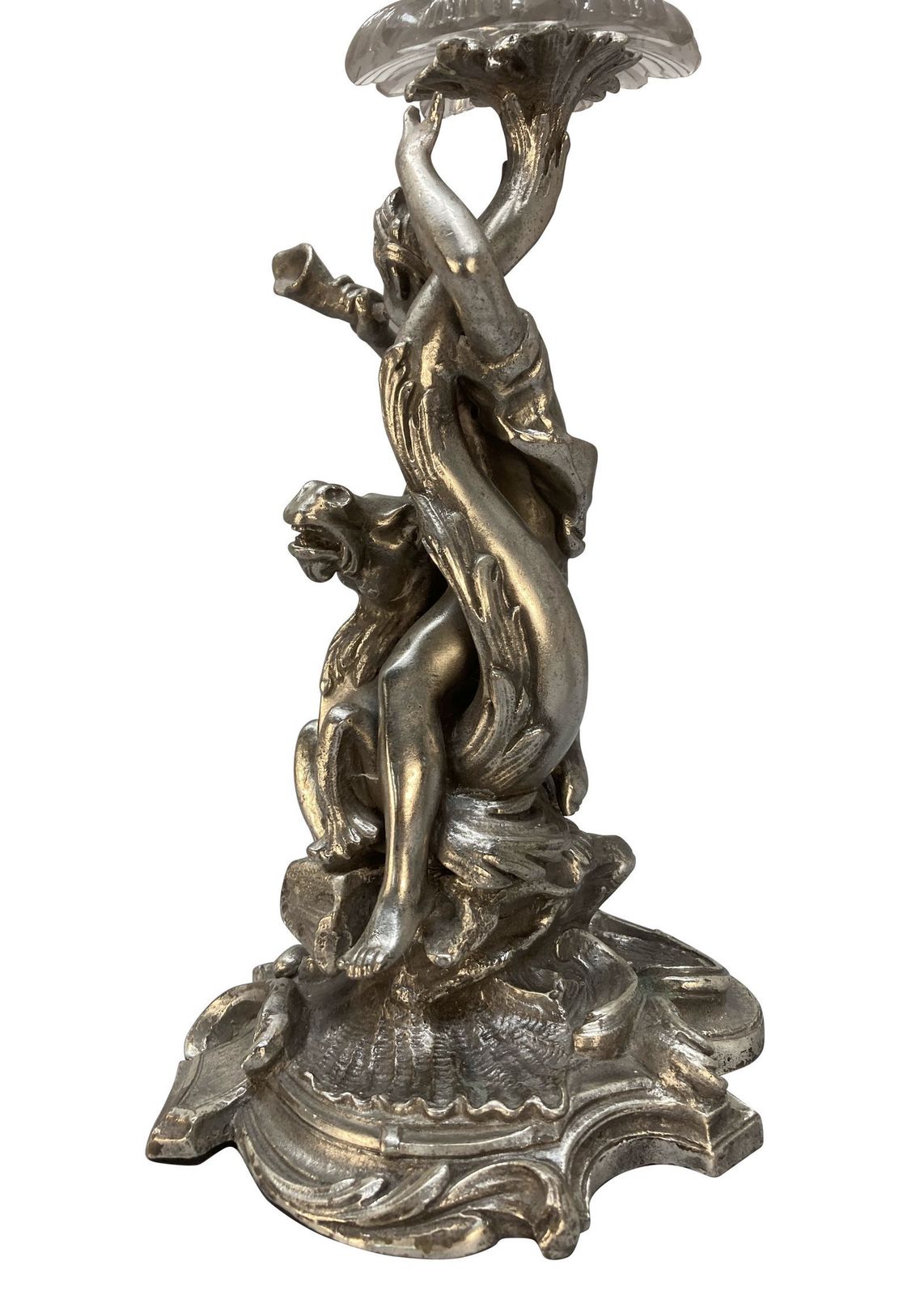 A Pair Of Silvered Bronze Candlesticks Depicting Triton & Nereid photo 1416.0