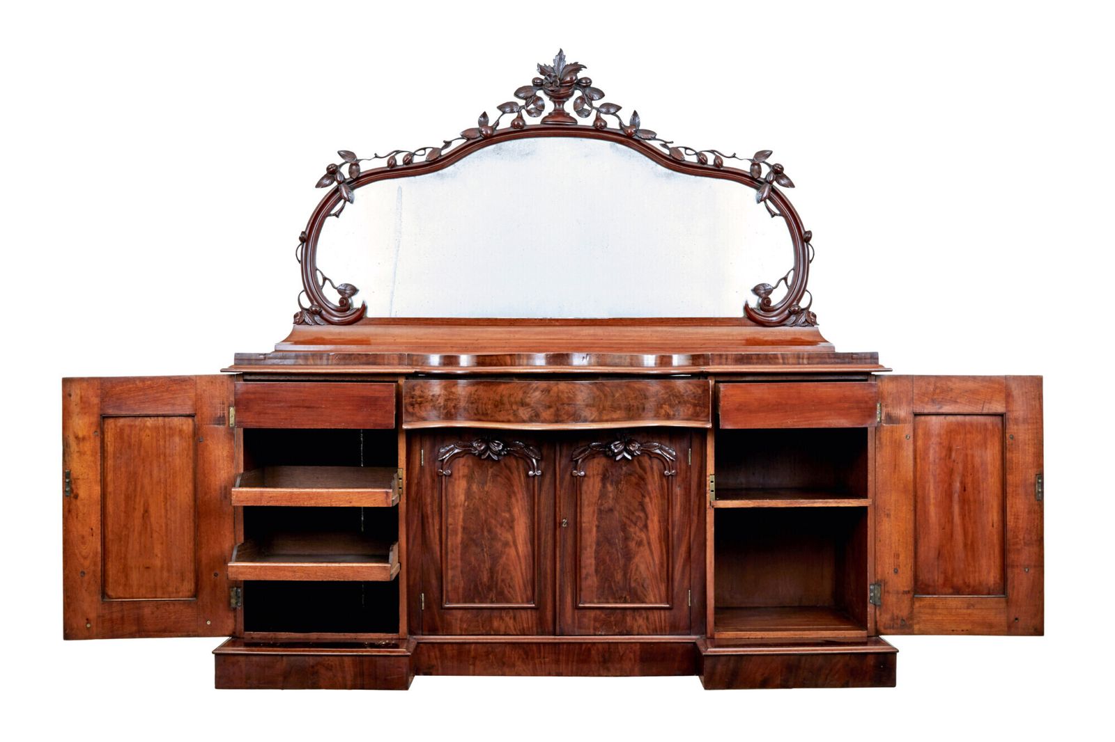 photo vinterior High Victorian Shaped Flame Mahogany Mirrored Sideboard